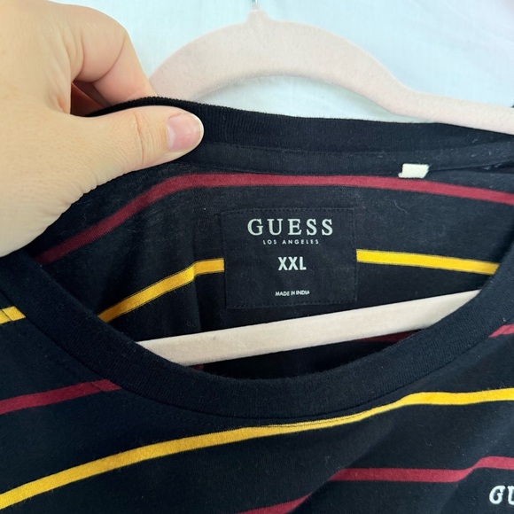 GUESS Striped Tee XL/XXL – Black w/ Yellow & Red Stripes - Picture 4 of 8
